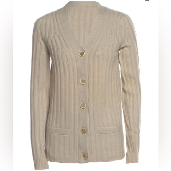 Chloe Cream Ribbed Sweater Cardigan - Picture 2 of 4